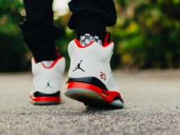 Image of a person walking with air jordans